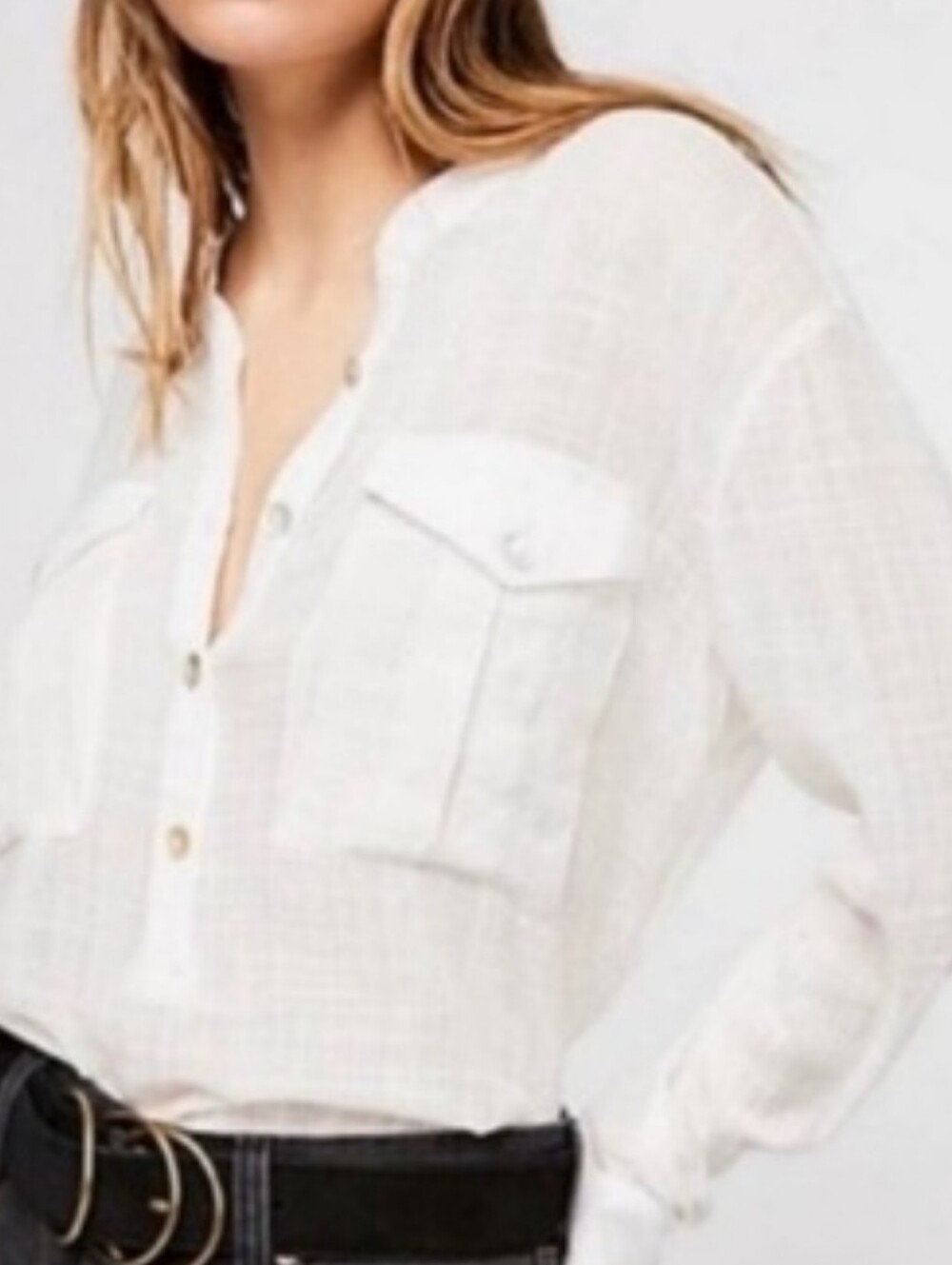 Free Peiple Talk To Me Lightweight Gauzy White Blouse, XS